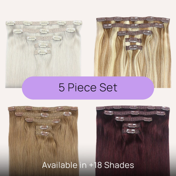 5 Piece Clip in Human Hair Extensions 20 inch 100g